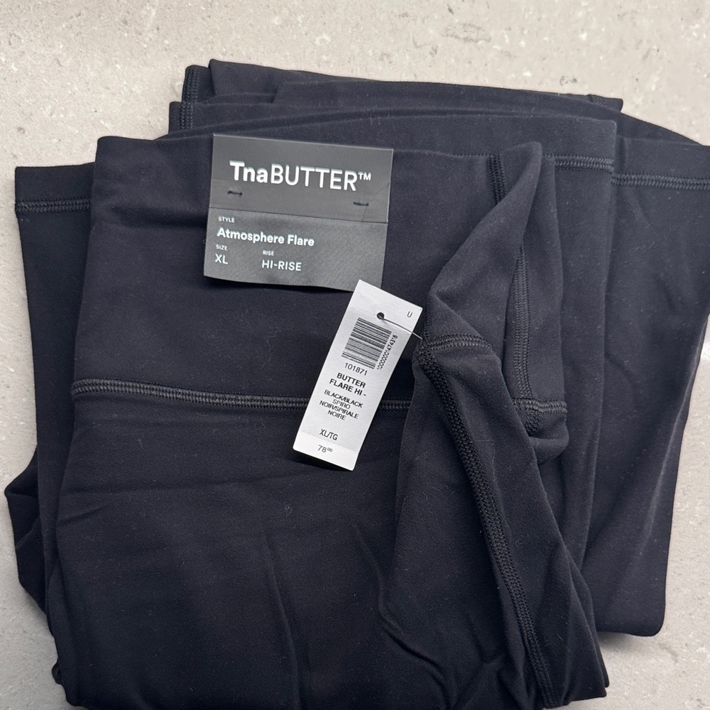 TnaBUTTER Women's Black Atmosphere Flare Pants Hi-Rise XL NWT